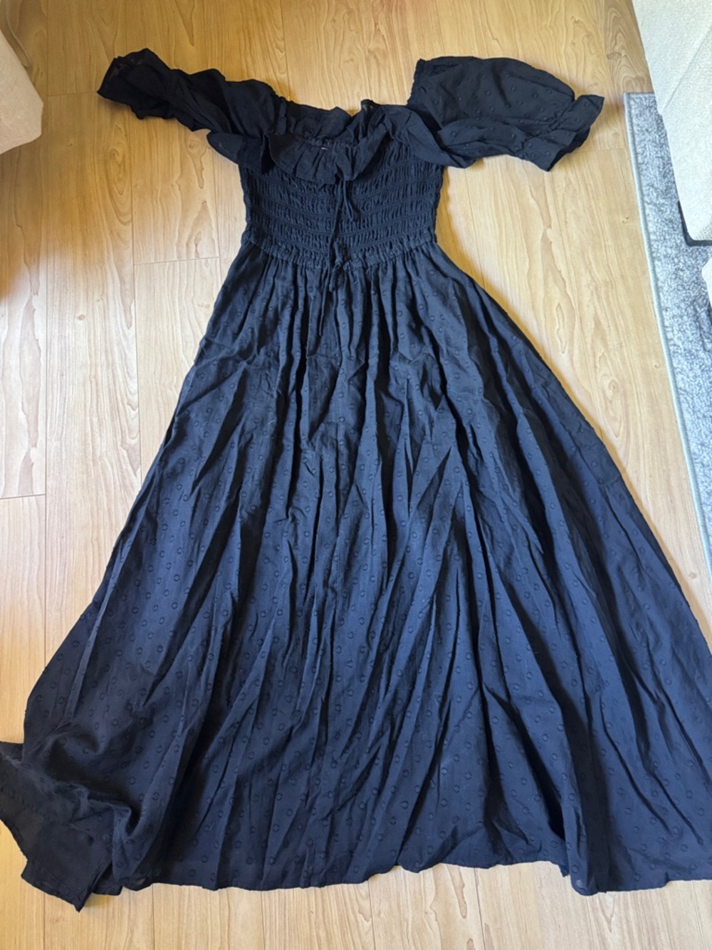 Black Maxi Dress with Smocked Bodice